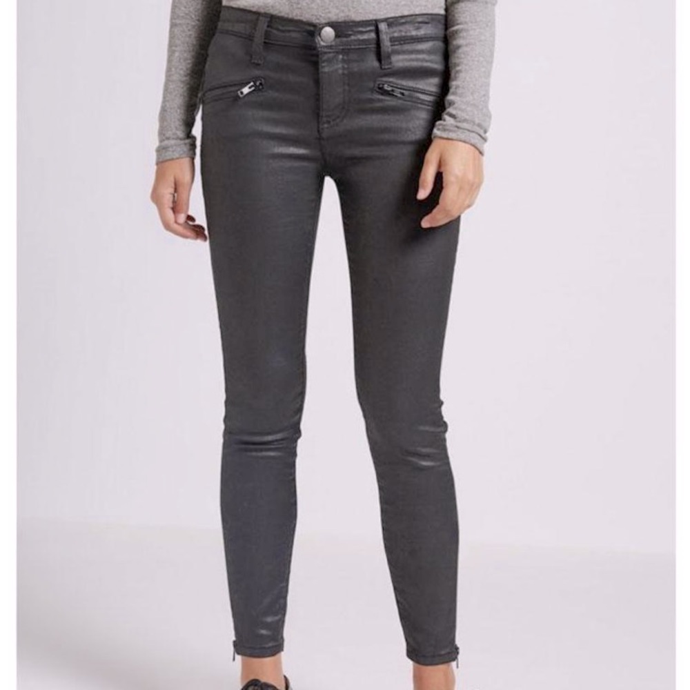 CURRENT/ELLIOTT (24-0) The Soho ZIP Stiletto army green coated skinny cropped